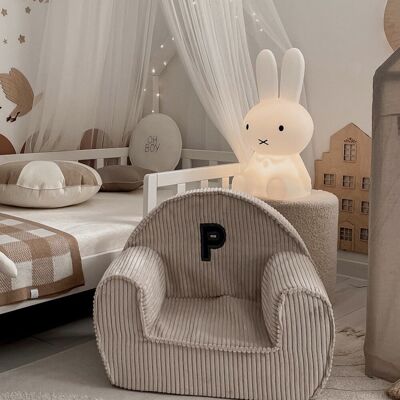 Corduroy baby chair with letter