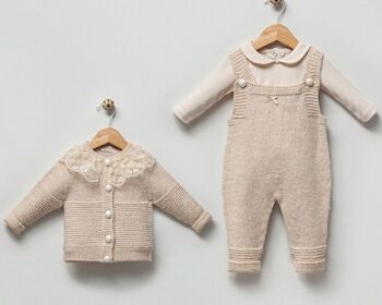 Combinaison en coton biologique et laine, lot de quatre tailles, combinaison à capuche, ensemble élégant pour bébé de 0 à 1 an 3