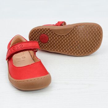 Chaussures enfant POLOLO | Chaussures pieds nus en cuir | Ballerine en rouge 1