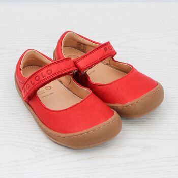 Chaussures enfant POLOLO | Chaussures pieds nus en cuir | Ballerine en rouge 4