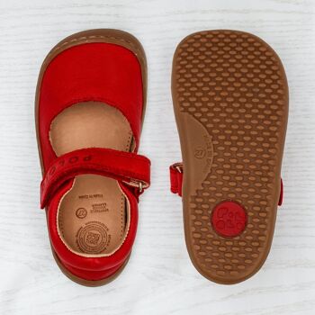 Chaussures enfant POLOLO | Chaussures pieds nus en cuir | Ballerine en rouge 6