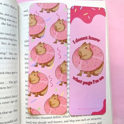 Capybara Bookmark | Donut Pun | Cute Bookmark | Double Printed | Cottagecore | Book Lover | Capybara Kawaii Stationery | Reading Accessories