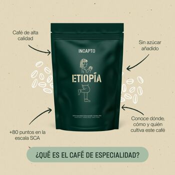 Café en Grano Naturel INCAPTO - Café de Especialidad | Origen ETIOPÍA | Variété 100% Arabica 2