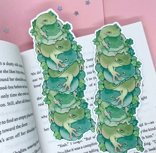 Frog Stack Bookmark | Frog Art | Cute Bookmark | Laminated | Cottagecore Book | Book Lovers | Frog Stationery | Reading Frogs
