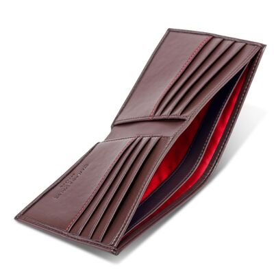 Luxury Vegan Wallet in Chestnut Brown with Red Lining