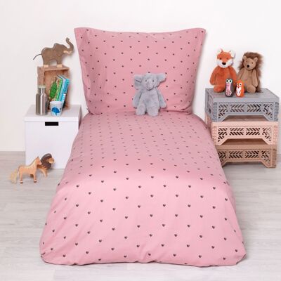 Bed linen hearts / dusty pink - standard size