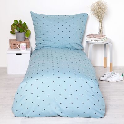 Bed linen hearts / blue - oversize