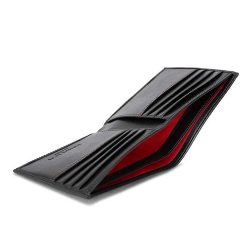 Luxury Vegan Wallet in Black with Red Lining