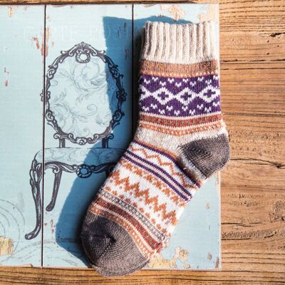 Multicolored Thick Print Plaid Breathable Sock