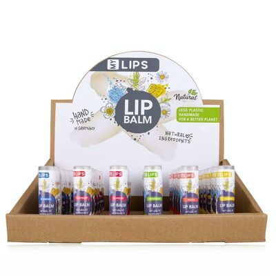 Handmade lip balm My Lips - 5g lip balm in plastic tube; 6 assorted scents: blueberry, strawberry, raspberry, peppermint, peach, vanilla; Made in Germany