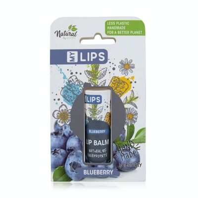 Handmade lip balm My Lips - 10g lip balm in paper tube; aroma: blueberry; Made in Germany