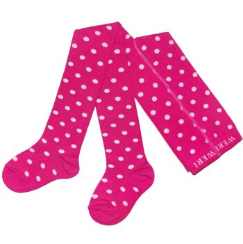 Collants en coton pour enfants à pois >>Rose<< coton doux 1