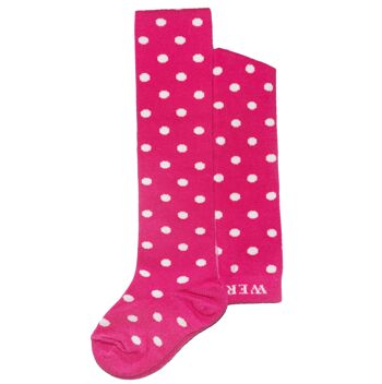 Collants en coton pour enfants à pois >>Rose<< coton doux 2