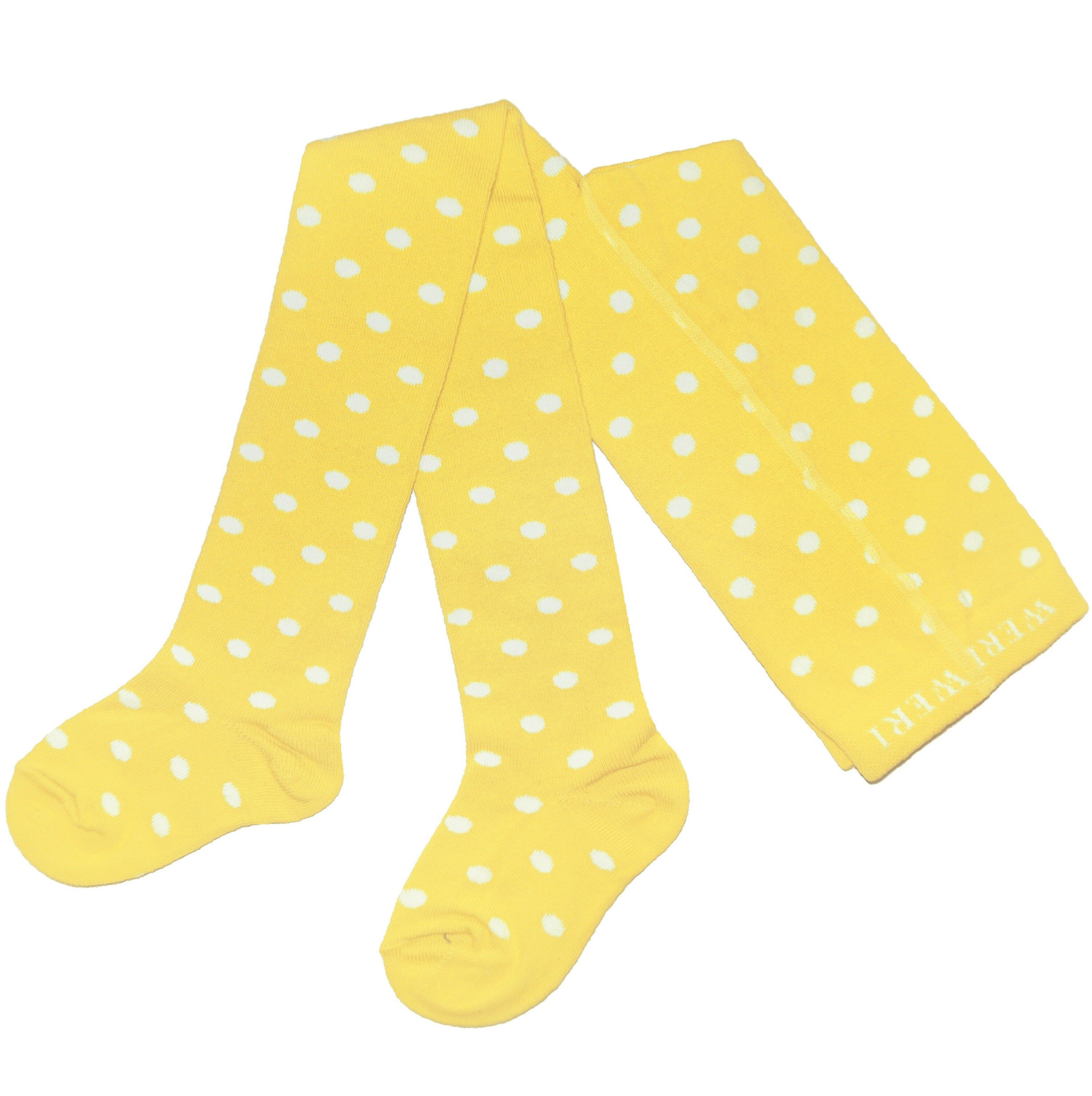 Collant in Cotone per Bambini a Pois >>Giallo Vaniglia<< in morbido cotone