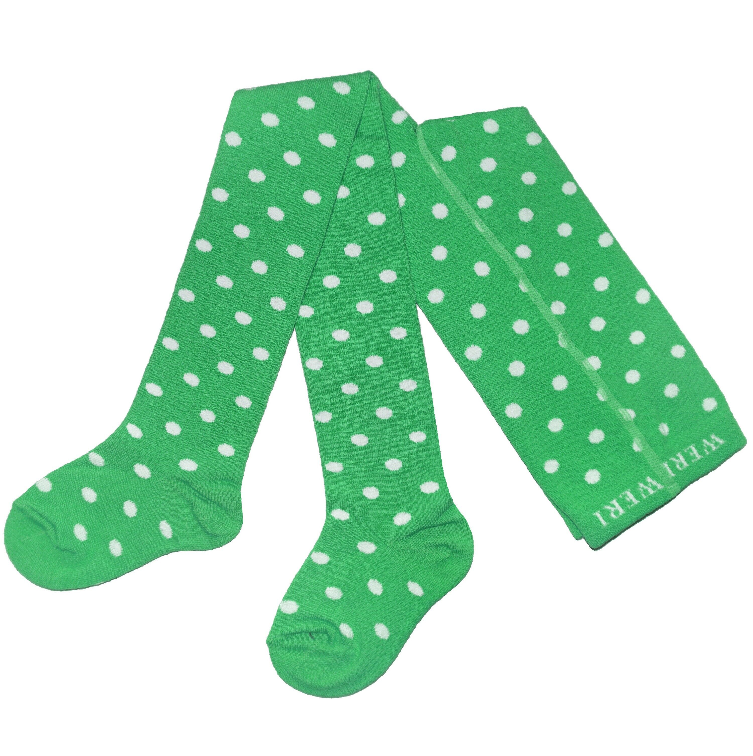 Collant in Cotone per Bambini a Pois >>Verde<< in morbido cotone