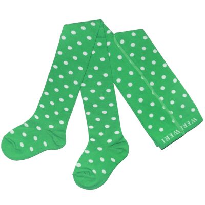 Baumwollstrumpfhose für Kinder Polka Dot >>Grün<< weiche Baumwolle