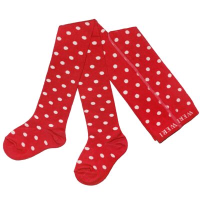 Baumwollstrumpfhose für Kinder Polka Dot >>Rot<< weiche Baumwolle