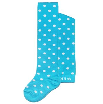 Collants en coton pour enfants à pois en coton doux >>Bleu Laguna<< 2