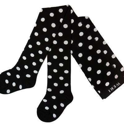 Collant Cotone per Bambini Pois >>Bianco e Nero<<