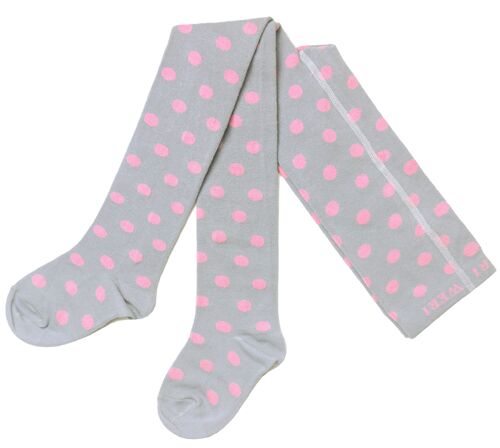 Cotton Tights for Children Polka Dot >>Gray and Rose<<