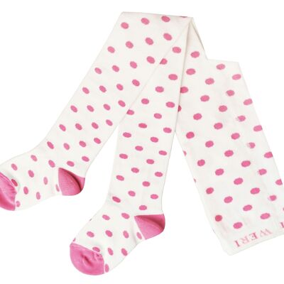 Cotton Tights for Children Polka Dot >>Cream and Rose<<