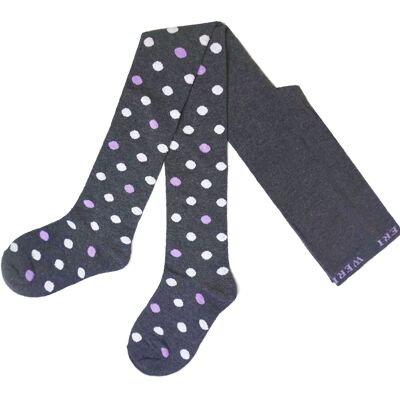 Cotton Tights for Children Polka Dot >>Mottled Dark Gray<<