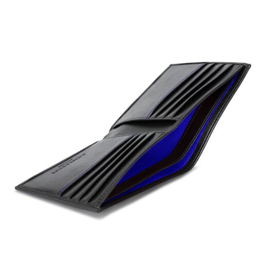 Luxury Vegan Wallet in Black with Blue Lining