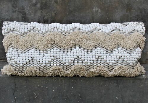 Natural & White Boho Handwoven Pillow Cover