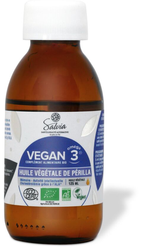 Vegan 3 Huile de Périlla - Flacon 125ml - Bio - Huile végétale