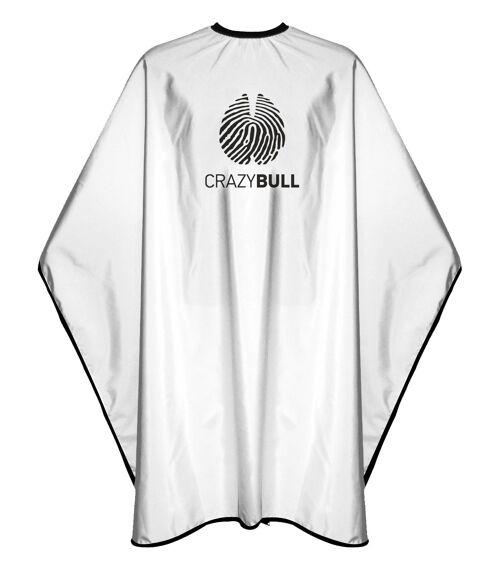 Crazy Bull White Classic Logo Barber Cape