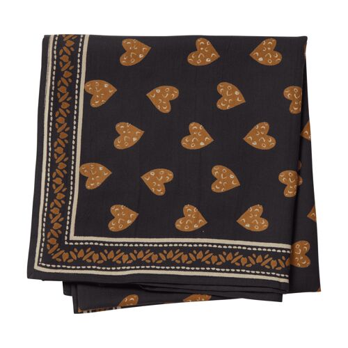 Foulard imprimé "Coeur Sauvage" Anthracite