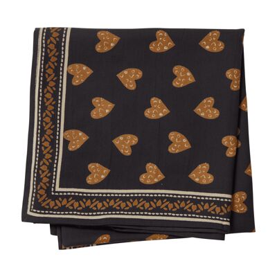 Printed scarf "Coeur Sauvage" Anthracite