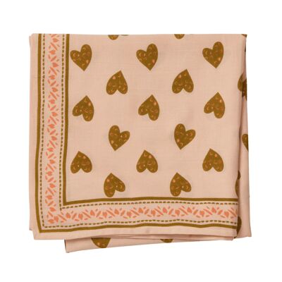 Foulard imprimé "Coeur Sauvage" Rose