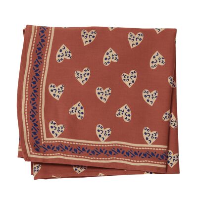 Printed scarf "Coeur Sauvage" Terracotta