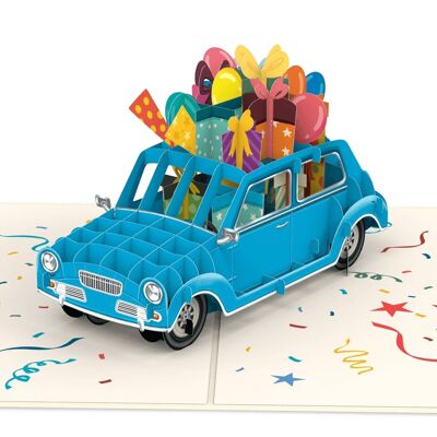 Carte pop-up de voiture d'anniversaire