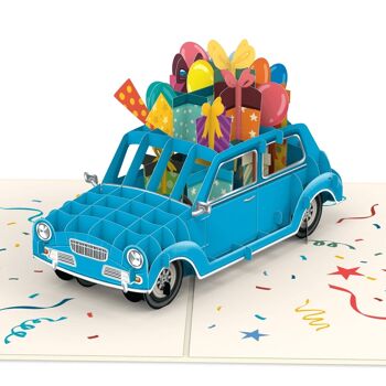 Carte pop-up de voiture d'anniversaire 1