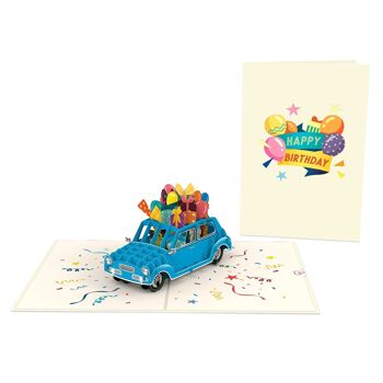 Carte pop-up de voiture d'anniversaire 2