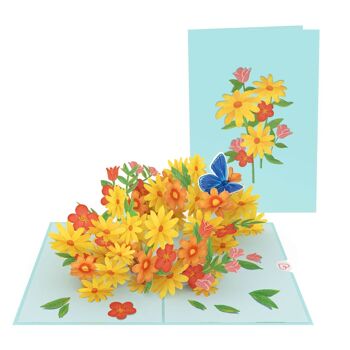 Marguerites colorées avec carte pop-up papillon 2