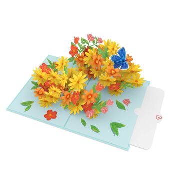 Marguerites colorées avec carte pop-up papillon 3