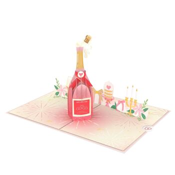 Carte pop-up bouteille de champagne 3