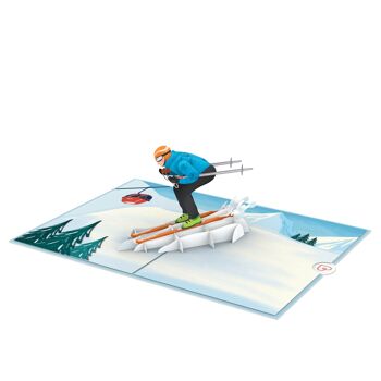 Carte pop-up skieur 3