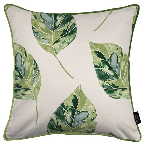 Leaf Forest Green Floral Cotton Print Piped Edge Cushions
