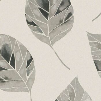 Coussins en coton imprimé fleuri gris doux Leaf 3