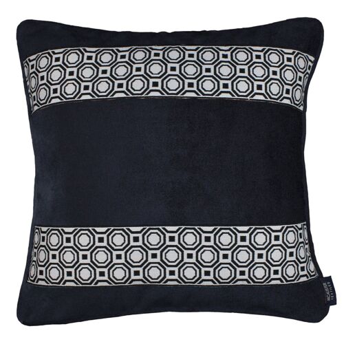 Cancun Striped Black Velvet Cushion