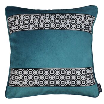 Coussin Cancun en velours rayé bleu sarcelle 1