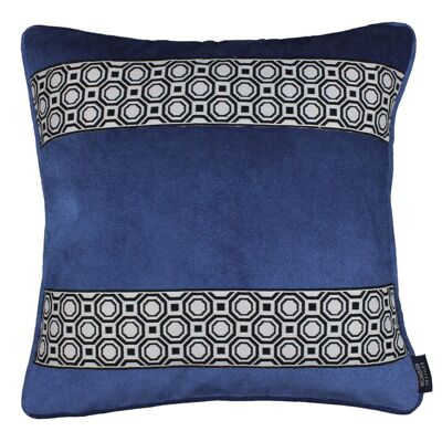 Cancun Striped Navy Blue Velvet Cushion