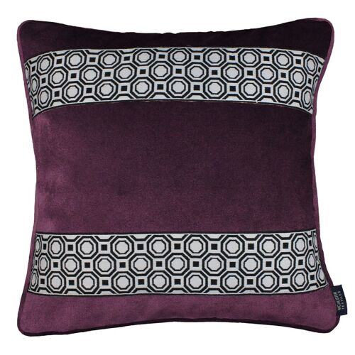 Cancun Striped Aubergine Purple Velvet Cushion