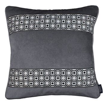 Coussin en velours gris anthracite rayé Cancun 1