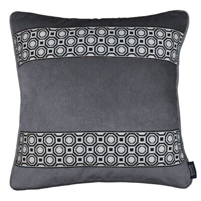 Cancun Striped Charcoal Grey Velvet Cushion