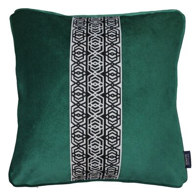 Coba Striped Emerald Green Velvet Cushion